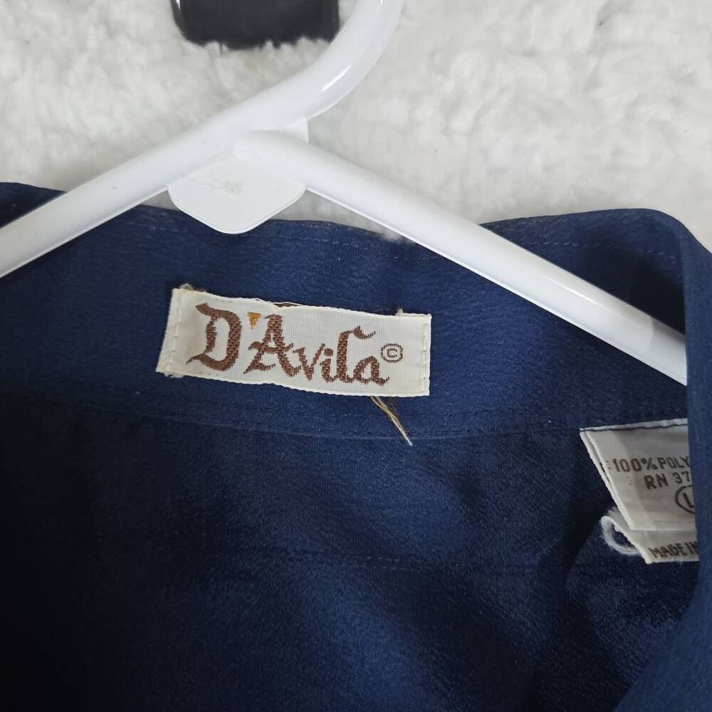 D'Avila Men's Embroidered Long Sleeve Button-up Disco Shirt Blue‎ Large - Picture 3 of 8